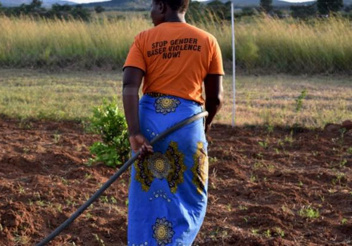 African young woman working on a field.